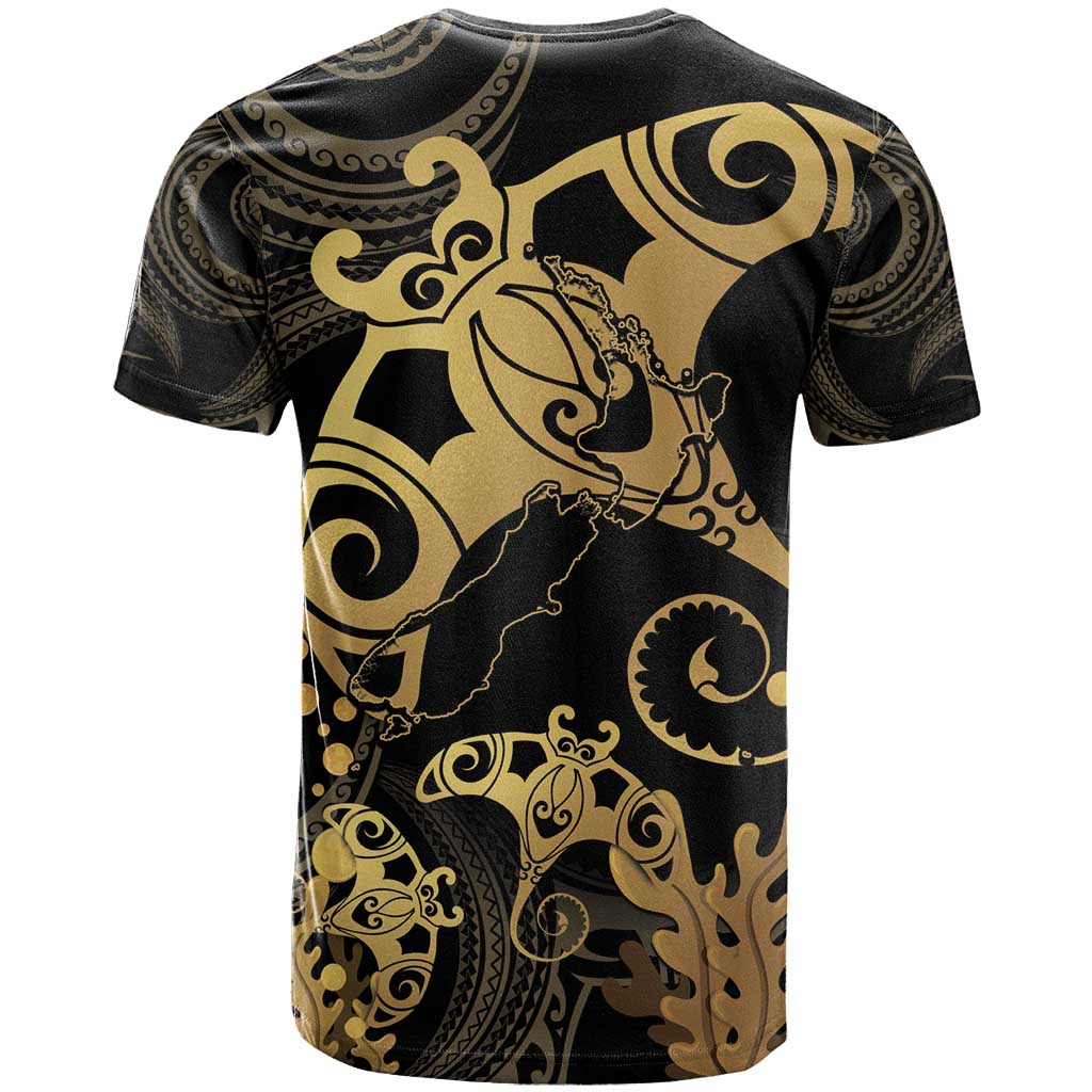 Black And Gold Aotearoa Whai T Shirt NZ Stingrays Maori Curves Style