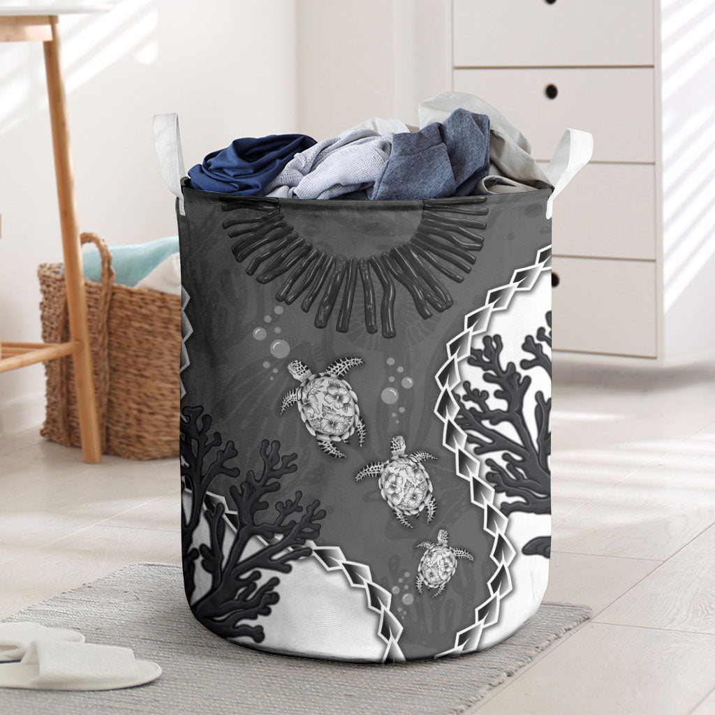 Black Coral Hawaii Laundry Basket Ekaha Ku Moana Honu Sea Turtle LT14 Gray - Polynesian Pride