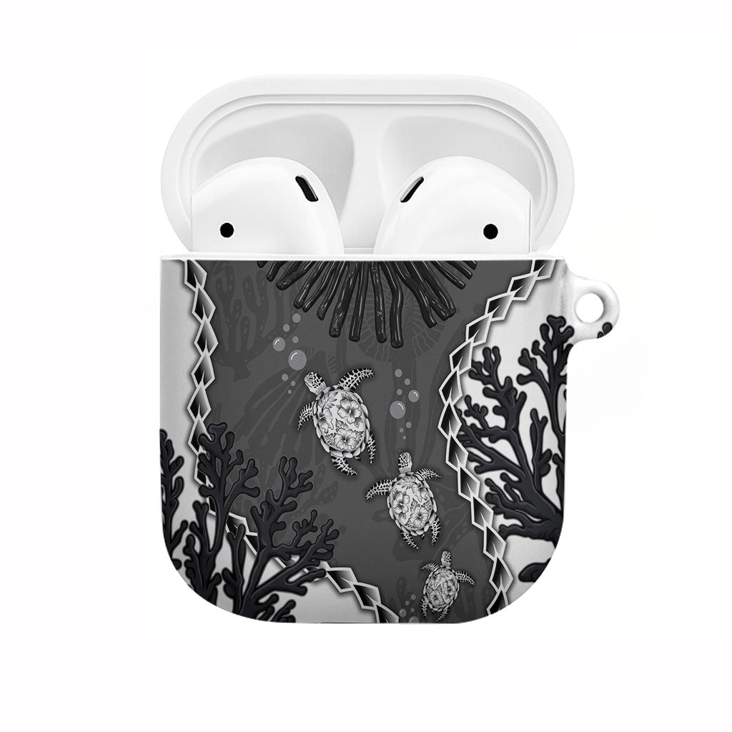 Black Coral Hawaii AirPods Case Ekaha Ku Moana Honu Sea Turtle LT14 Gray - Polynesian Pride