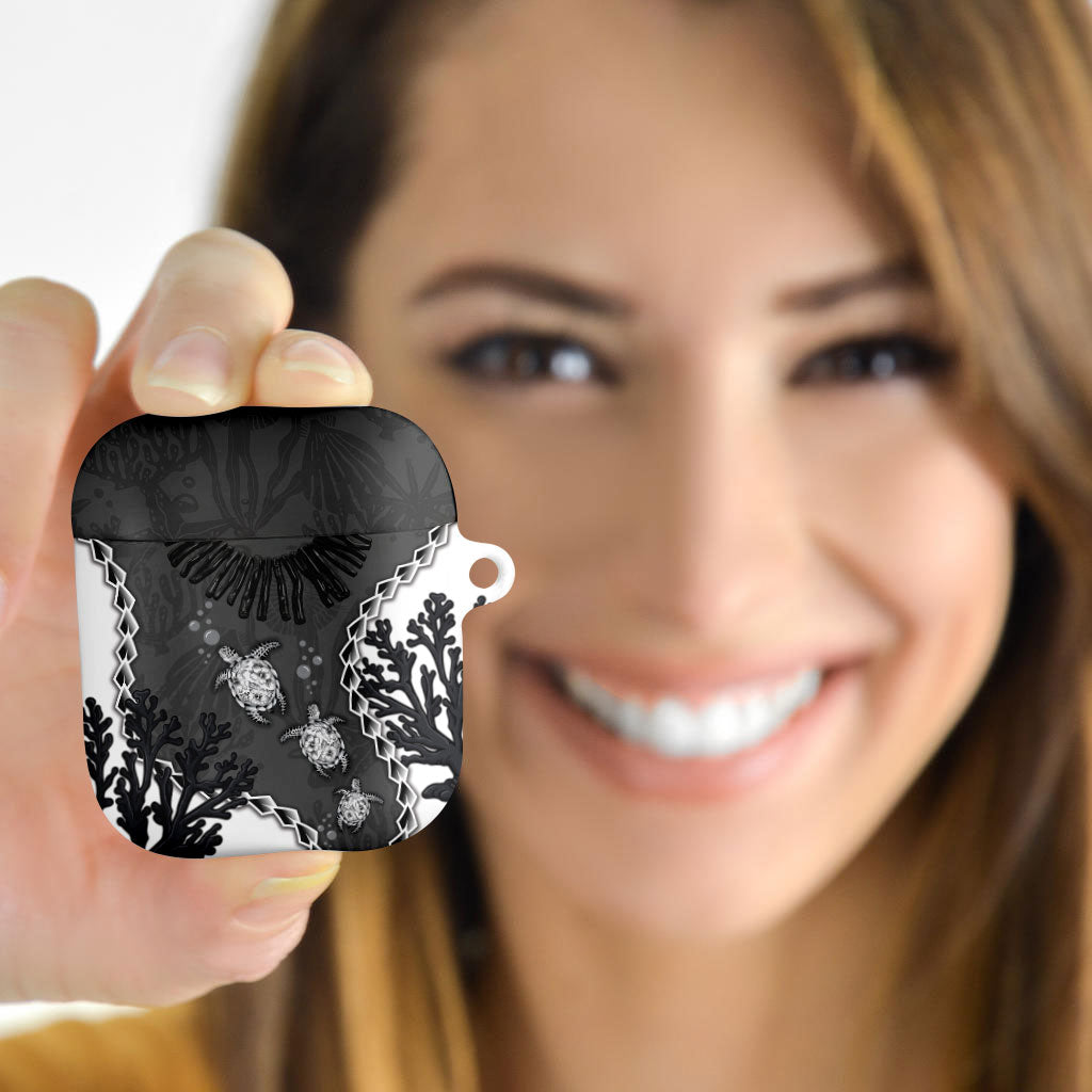 Black Coral Hawaii AirPods Case Ekaha Ku Moana Honu Sea Turtle LT14 - Polynesian Pride