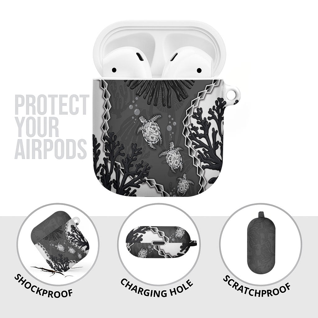 Black Coral Hawaii AirPods Case Ekaha Ku Moana Honu Sea Turtle LT14 - Polynesian Pride