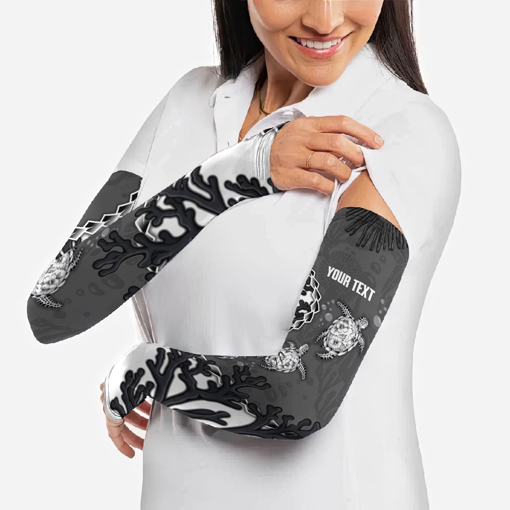Personalized Black Coral Hawaii Arm Sleeves Ekaha Ku Moana Honu Sea Turtle LT14 - Polynesian Pride