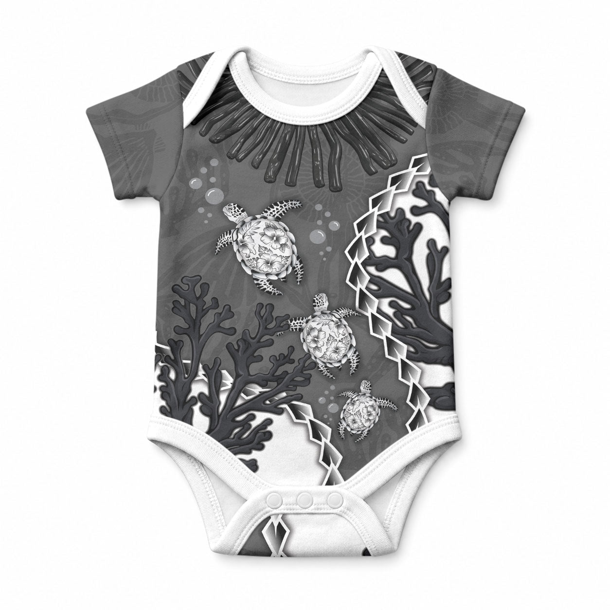 Personalized Black Coral Hawaii Baby Onesie Ekaha Ku Moana Honu Sea Turtle