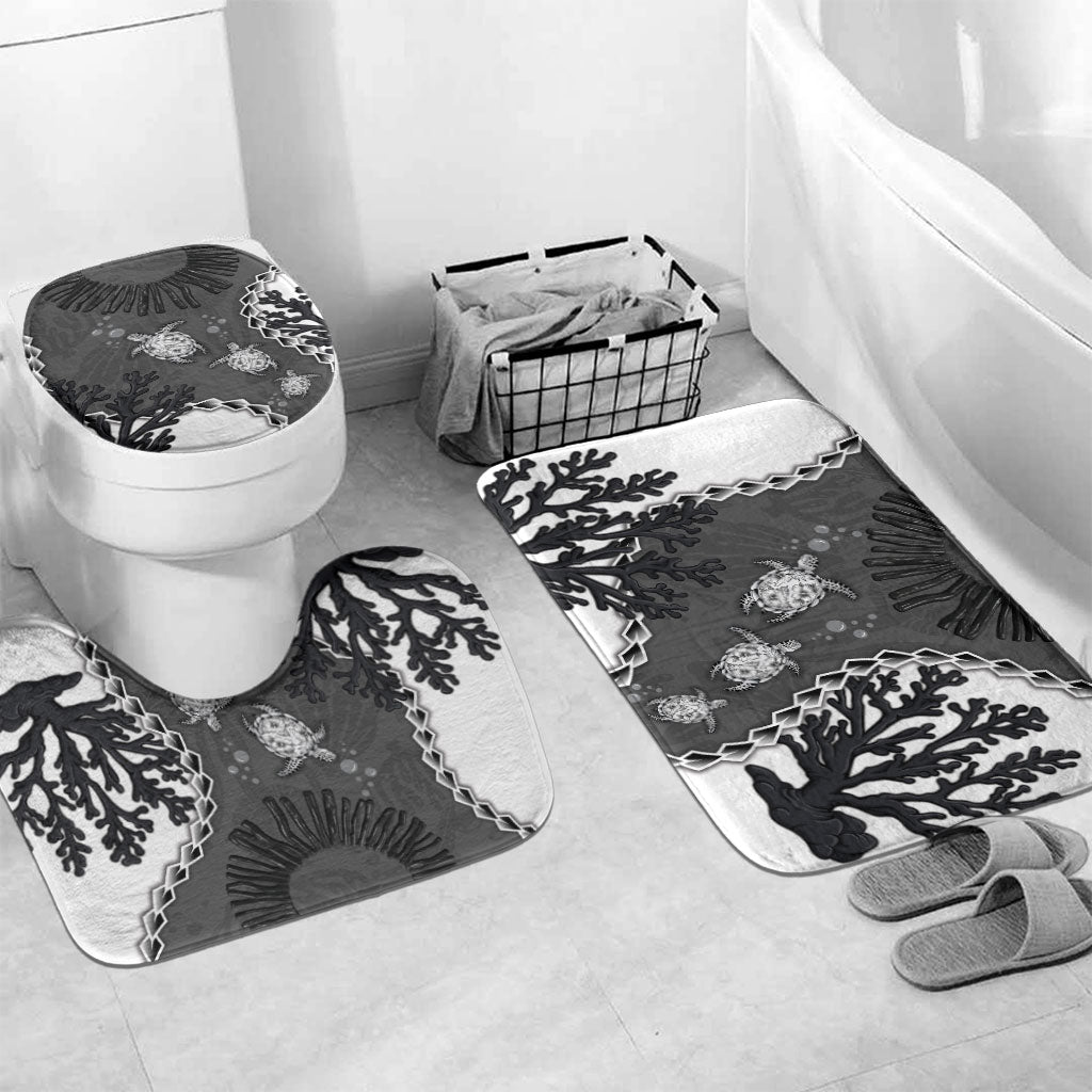 Black Coral Hawaii Bathroom Set Ekaha Ku Moana Honu Sea Turtle LT14 Mat Set Only (3 pcs) One Size Gray - Polynesian Pride