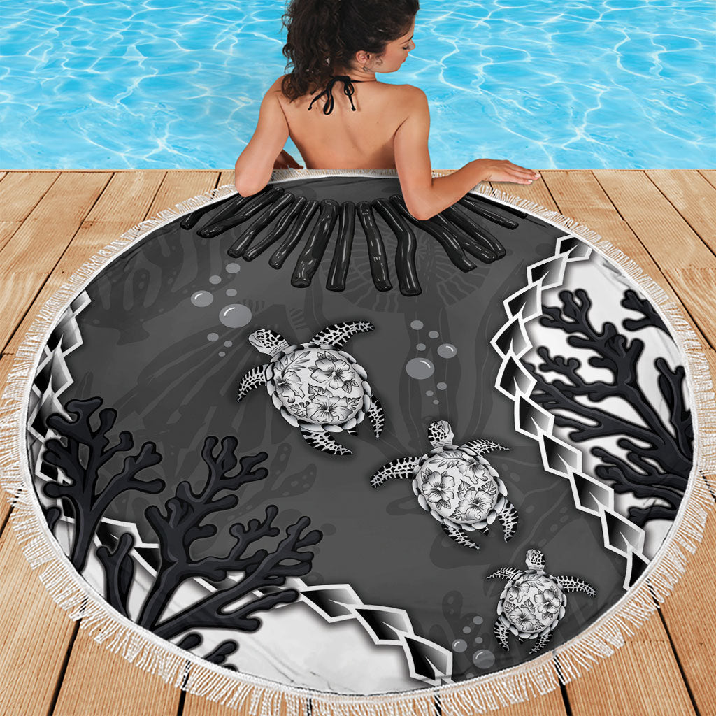 Black Coral Hawaii Beach Blanket Ekaha Ku Moana Honu Sea Turtle LT14 - Polynesian Pride
