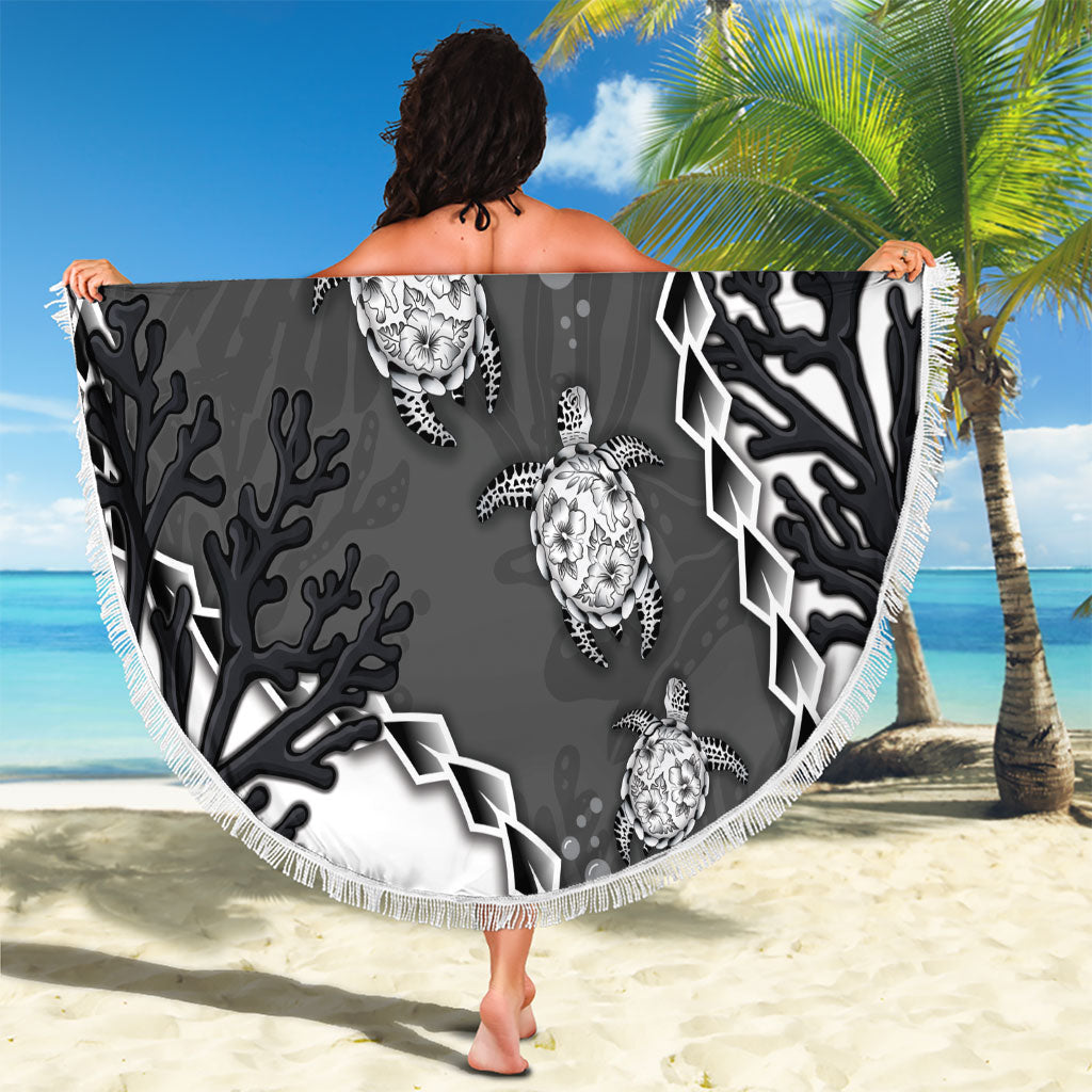 Black Coral Hawaii Beach Blanket Ekaha Ku Moana Honu Sea Turtle LT14 - Polynesian Pride