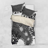 Black Coral Hawaii Bedding Set Ekaha Ku Moana Honu Sea Turtle LT14 US Twin 172cm x 218cm Gray - Polynesian Pride