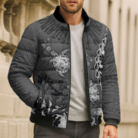 Personalized Black Coral Hawaii Bomber Puffer Jacket Ekaha Ku Moana Honu Sea Turtle LT14 - Polynesian Pride