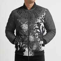 Personalized Black Coral Hawaii Bomber Puffer Jacket Ekaha Ku Moana Honu Sea Turtle LT14 - Polynesian Pride