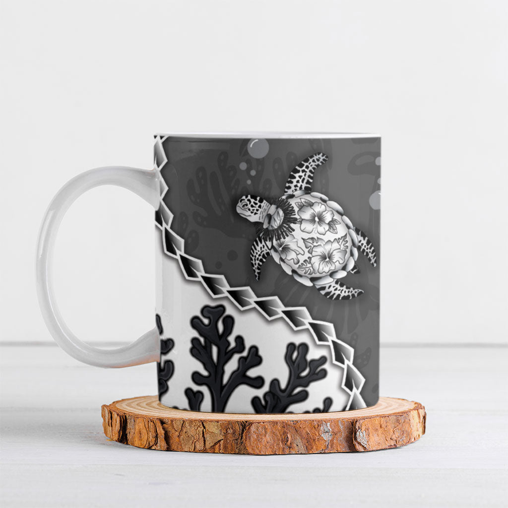 Personalized Black Coral Hawaii Ceramic Mug Ekaha Ku Moana Honu Sea Turtle