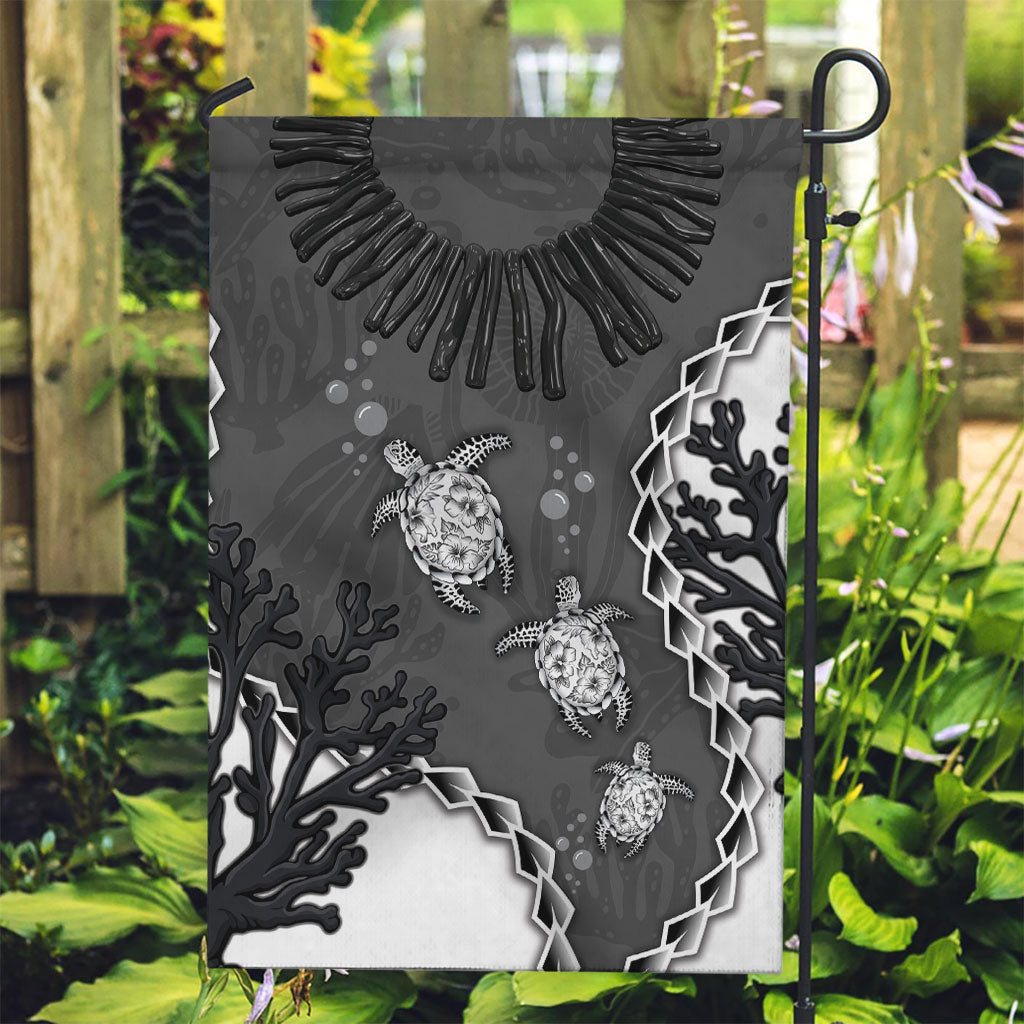 Black Coral Hawaii Garden Flag Ekaha Ku Moana Honu Sea Turtle LT14 Garden Flag Gray - Polynesian Pride