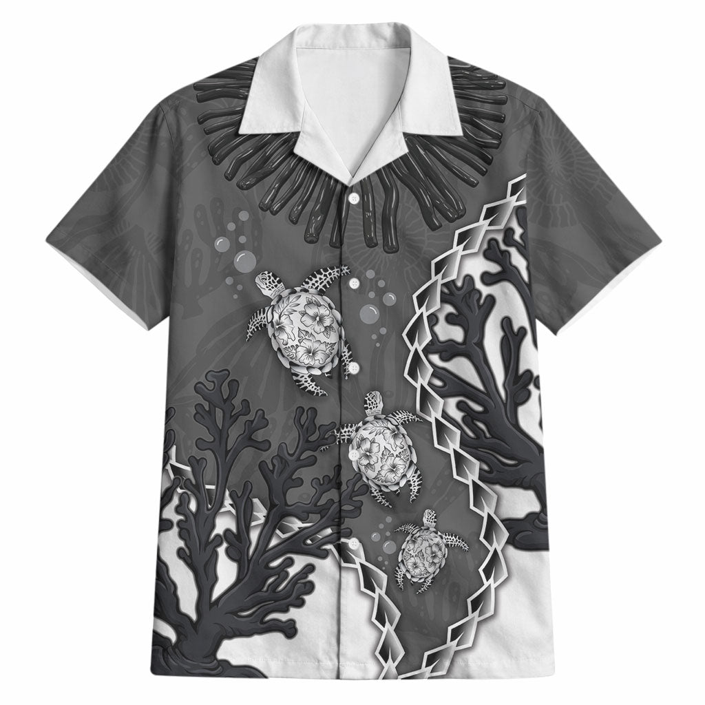 Personalized Black Coral Hawaii Hawaiian Shirt Ekaha Ku Moana Honu Sea Turtle LT14 Gray - Polynesian Pride