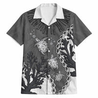 Personalized Black Coral Hawaii Hawaiian Shirt Ekaha Ku Moana Honu Sea Turtle LT14 Gray - Polynesian Pride