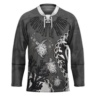 Personalized Black Coral Hawaii Hockey Jersey Ekaha Ku Moana Honu Sea Turtle LT14 Unisex Gray - Polynesian Pride