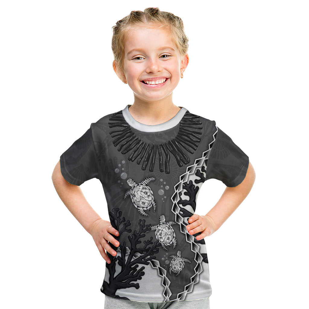 Personalized Black Coral Hawaii Kid T Shirt Ekaha Ku Moana Honu Sea Turtle LT14 Gray - Polynesian Pride