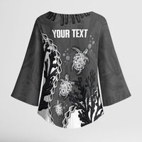 Personalized Black Coral Hawaii Kimono Sleeve Blouse Ekaha Ku Moana Honu Sea Turtle LT14 - Polynesian Pride