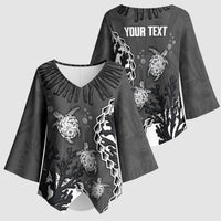 Personalized Black Coral Hawaii Kimono Sleeve Blouse Ekaha Ku Moana Honu Sea Turtle LT14 - Polynesian Pride