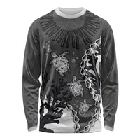 Personalized Black Coral Hawaii Long Sleeve Shirt Ekaha Ku Moana Honu Sea Turtle LT14 Unisex Gray - Polynesian Pride