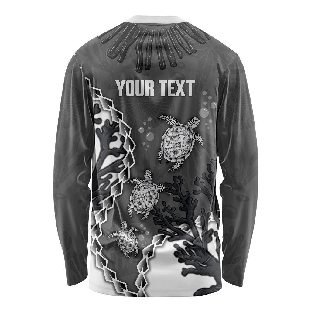 Personalized Black Coral Hawaii Long Sleeve Shirt Ekaha Ku Moana Honu Sea Turtle LT14 - Polynesian Pride