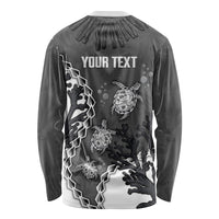 Personalized Black Coral Hawaii Long Sleeve Shirt Ekaha Ku Moana Honu Sea Turtle LT14 - Polynesian Pride