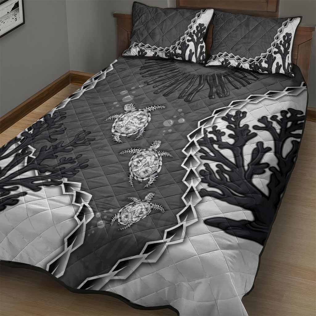 Black Coral Hawaii Quilt Bed Set Ekaha Ku Moana Honu Sea Turtle LT14 - Polynesian Pride