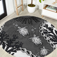Black Coral Hawaii Round Carpet Ekaha Ku Moana Honu Sea Turtle LT14 Gray - Polynesian Pride