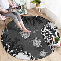 Black Coral Hawaii Round Carpet Ekaha Ku Moana Honu Sea Turtle LT14 - Polynesian Pride