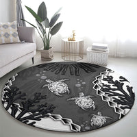 Black Coral Hawaii Round Carpet Ekaha Ku Moana Honu Sea Turtle LT14 - Polynesian Pride