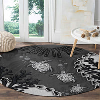 Black Coral Hawaii Round Carpet Ekaha Ku Moana Honu Sea Turtle LT14 - Polynesian Pride