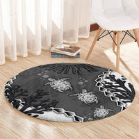 Black Coral Hawaii Round Carpet Ekaha Ku Moana Honu Sea Turtle LT14 - Polynesian Pride