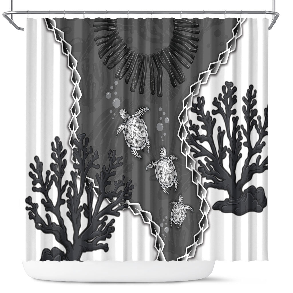 Black Coral Hawaii Shower Curtain Ekaha Ku Moana Honu Sea Turtle LT14 Gray - Polynesian Pride