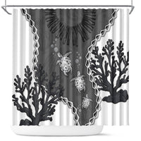 Black Coral Hawaii Shower Curtain Ekaha Ku Moana Honu Sea Turtle LT14 Gray - Polynesian Pride