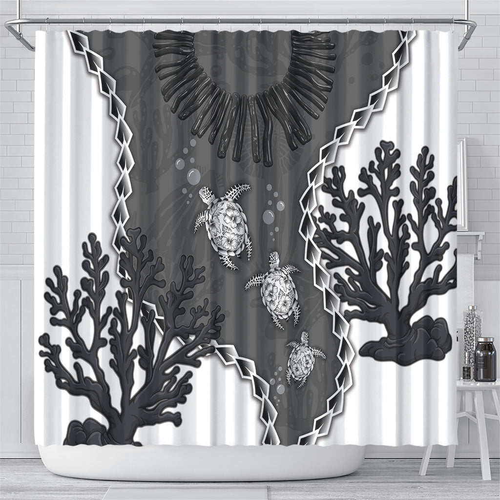 Black Coral Hawaii Shower Curtain Ekaha Ku Moana Honu Sea Turtle LT14 - Polynesian Pride