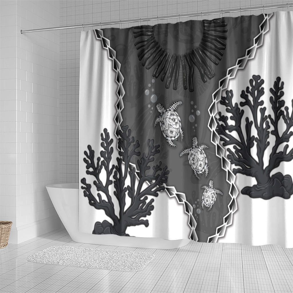 Black Coral Hawaii Shower Curtain Ekaha Ku Moana Honu Sea Turtle LT14 - Polynesian Pride