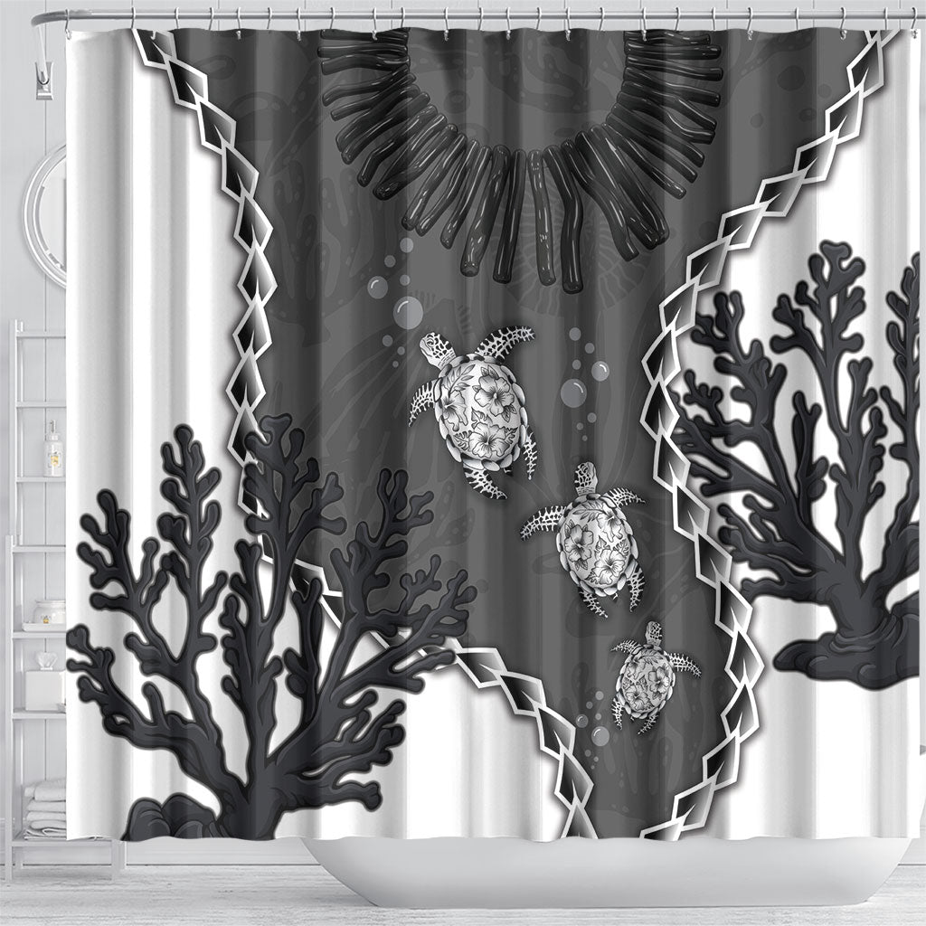 Black Coral Hawaii Shower Curtain Ekaha Ku Moana Honu Sea Turtle LT14 - Polynesian Pride