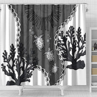Black Coral Hawaii Shower Curtain Ekaha Ku Moana Honu Sea Turtle LT14 - Polynesian Pride