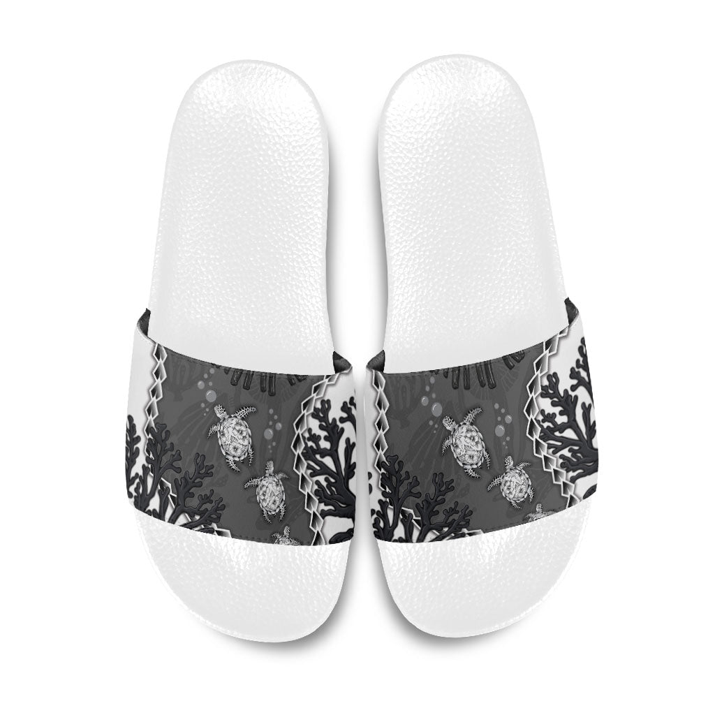 Black Coral Hawaii Slide Sandals Ekaha Ku Moana Honu Sea Turtle LT14 Gray - Polynesian Pride