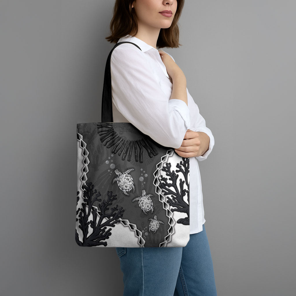 Black Coral Hawaii Tote Bag Ekaha Ku Moana Honu Sea Turtle LT14 - Polynesian Pride