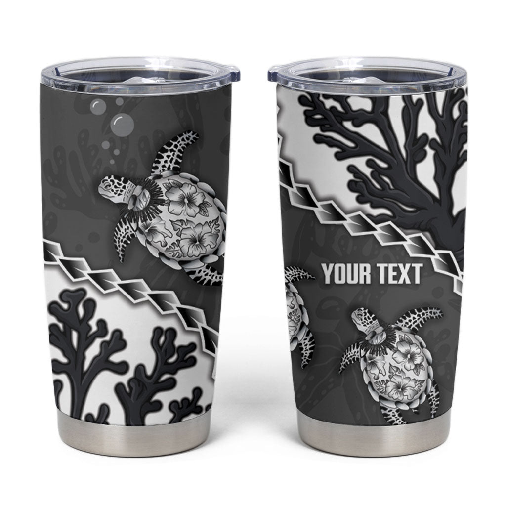 Personalized Black Coral Hawaii Tumbler Cup Ekaha Ku Moana Honu Sea Turtle LT14 Gray - Polynesian Pride