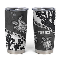 Personalized Black Coral Hawaii Tumbler Cup Ekaha Ku Moana Honu Sea Turtle LT14 Gray - Polynesian Pride