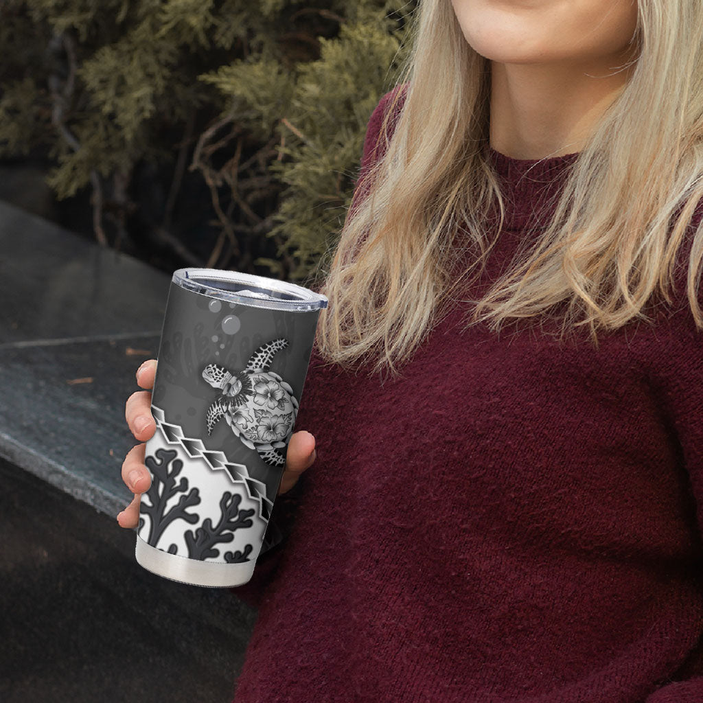 Personalized Black Coral Hawaii Tumbler Cup Ekaha Ku Moana Honu Sea Turtle LT14 - Polynesian Pride