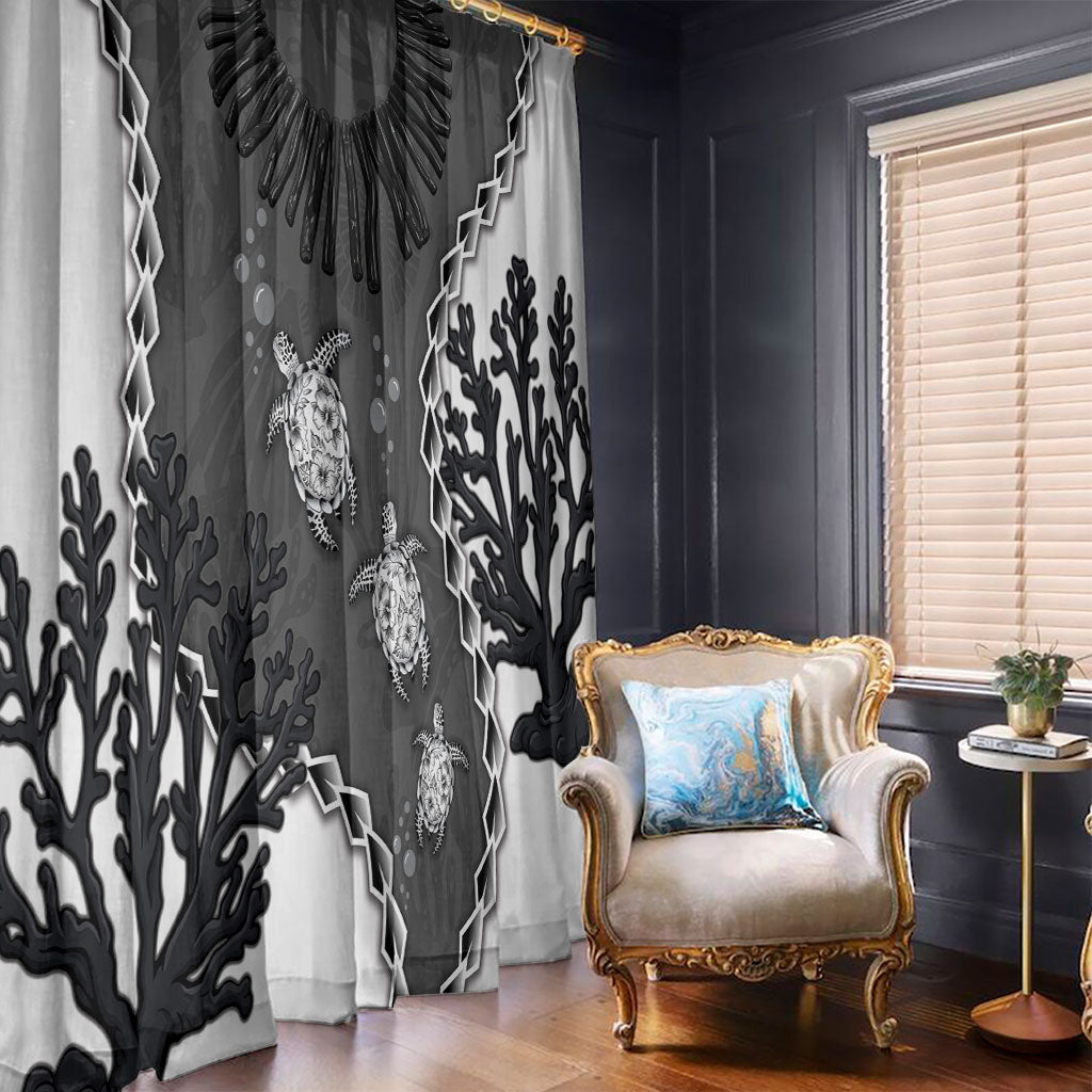 Black Coral Hawaii Window Curtain Ekaha Ku Moana Honu Sea Turtle LT14 - Polynesian Pride