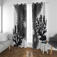 Black Coral Hawaii Window Curtain Ekaha Ku Moana Honu Sea Turtle LT14 With Grommets Gray - Polynesian Pride