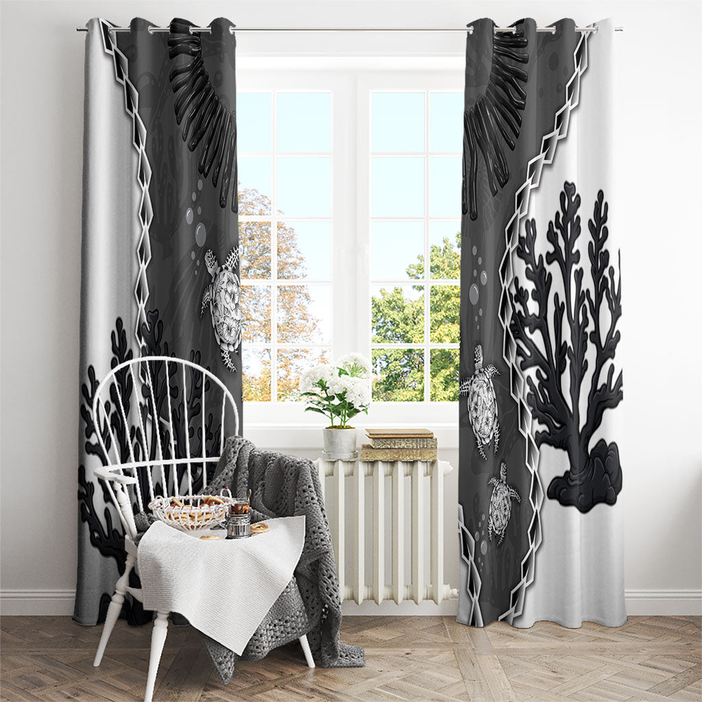 Black Coral Hawaii Window Curtain Ekaha Ku Moana Honu Sea Turtle LT14 - Polynesian Pride