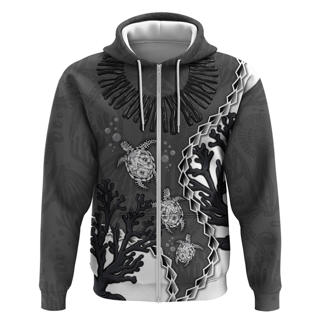 Personalized Black Coral Hawaii Zip Hoodie Ekaha Ku Moana Honu Sea Turtle LT14 Zip Hoodie Gray - Polynesian Pride