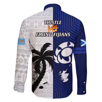 Fiji And Scotland Rugby Family Matching Long Sleeve Bodycon Dress and Hawaiian Shirt Fijian Tapa Pattern With Thistle LT14 - Polynesian Pride