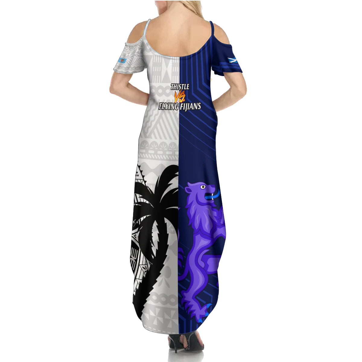 Fiji And Scotland Rugby Family Matching Summer Maxi Dress and Hawaiian Shirt Fijian Tapa Pattern With Thistle LT14 - Polynesian Pride