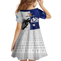 Fiji And Scotland Rugby Kid Short Sleeve Dress Fijian Tapa Pattern With Thistle LT14 - Polynesian Pride