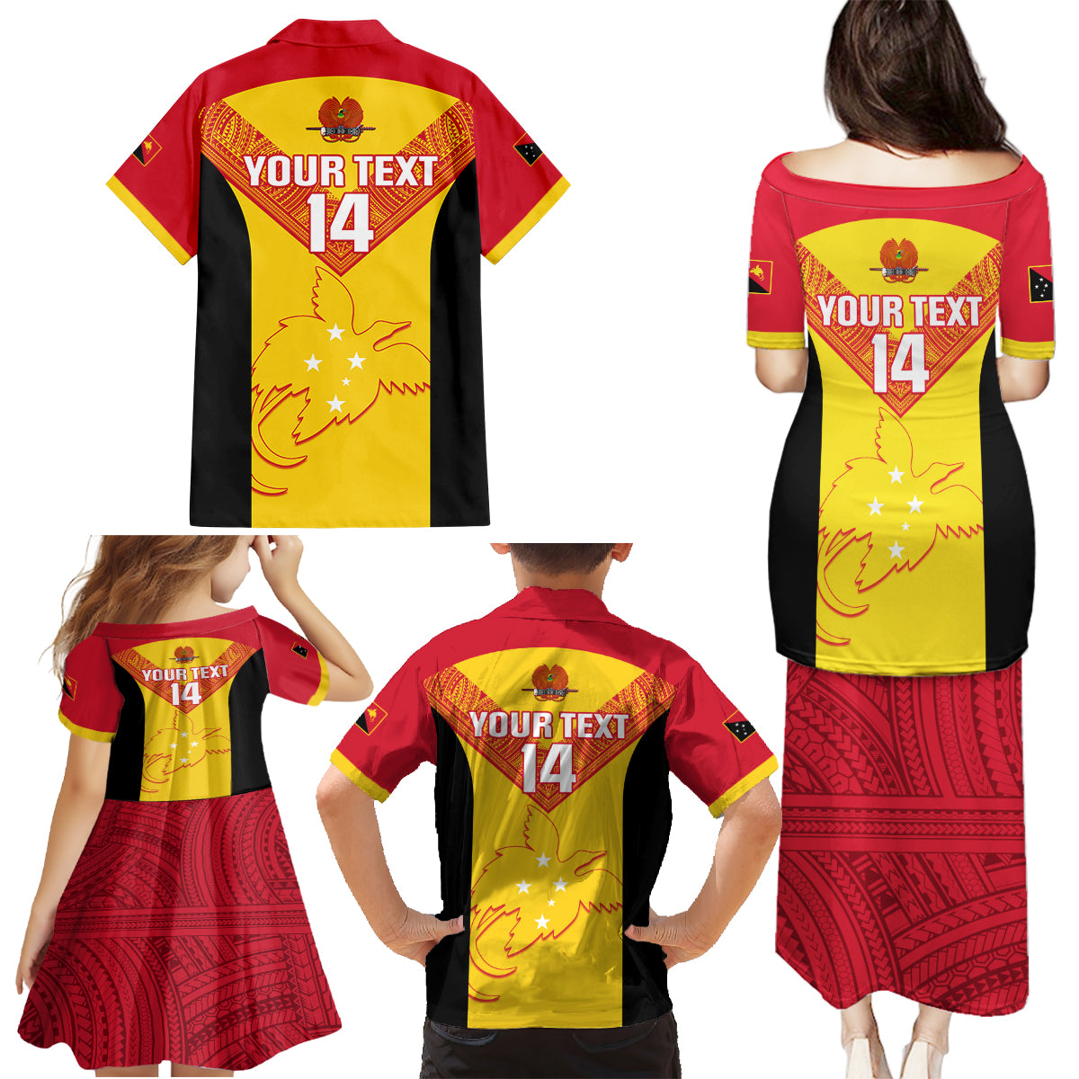 Custom Papua New Guinea Rubgby Family Matching Puletasi Dress and Hawaiian Shirt Pacific 2023 Go PNG Kumuls LT14 - Polynesian Pride