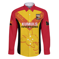 Custom Papua New Guinea Rubgby Family Matching Summer Maxi Dress and Hawaiian Shirt Pacific 2023 Go PNG Kumuls LT14 Dad's Shirt - Long Sleeve Yellow - Polynesian Pride